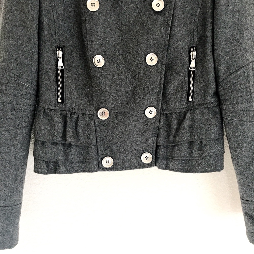 NWOT Gray Express Cropped Ruffled Wool Jacket - XS - Picture 5 of 8